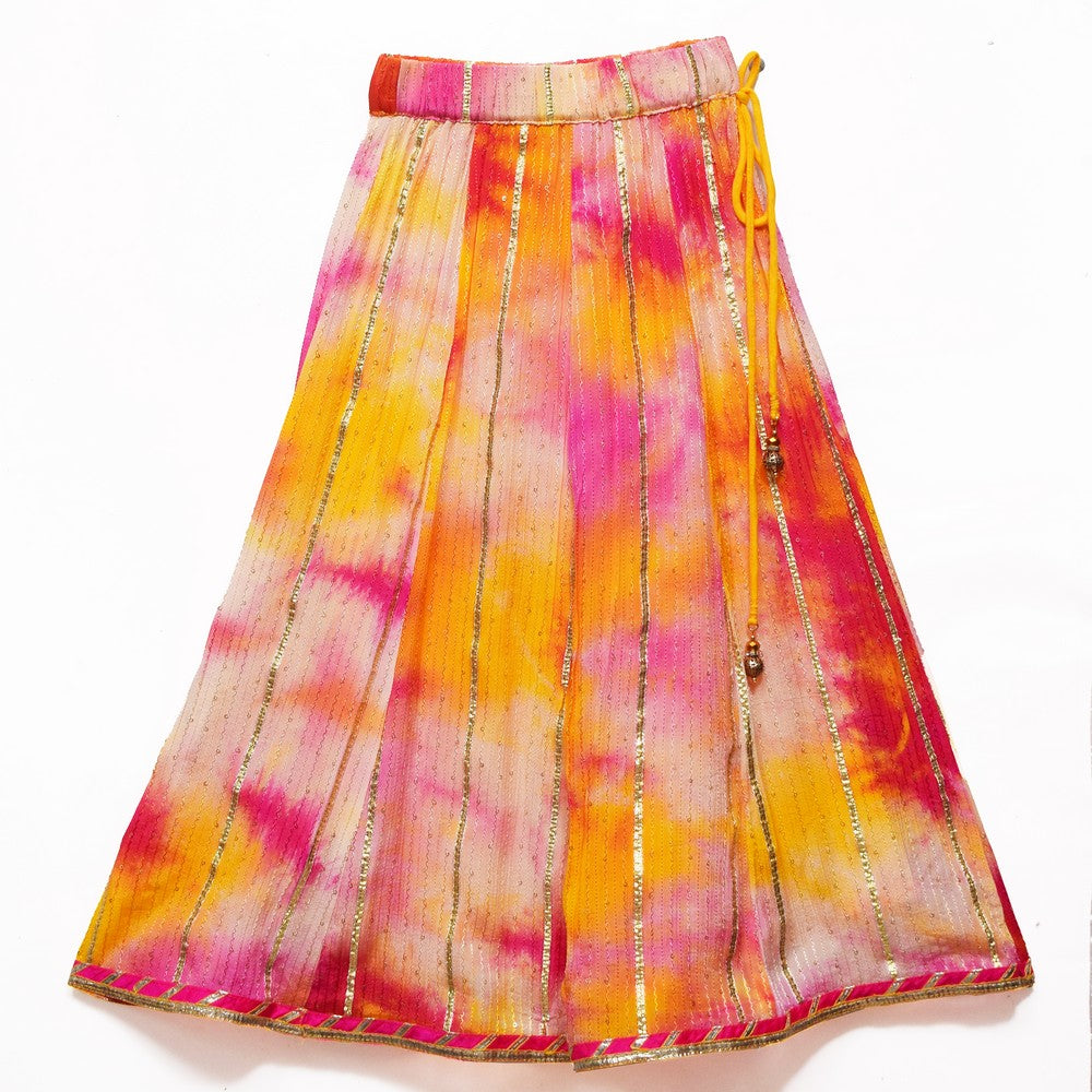 Solid Pink Sequin Kurta with Gota Patti kali Ghagra