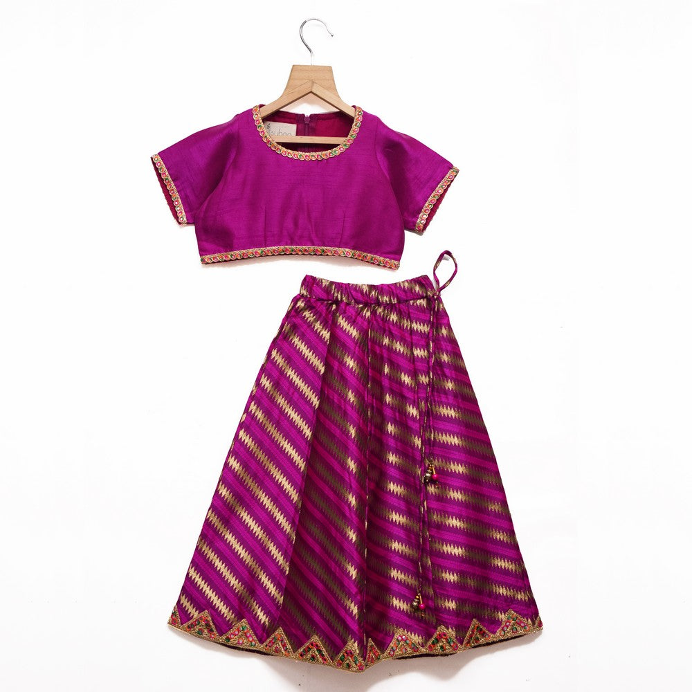 One Tone Magenta Lehenga