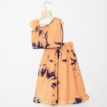 Load image into Gallery viewer, Navi Sequin One Shoulder Choli With Tie Dye Peach Lehenga &amp; Net Dupatta
