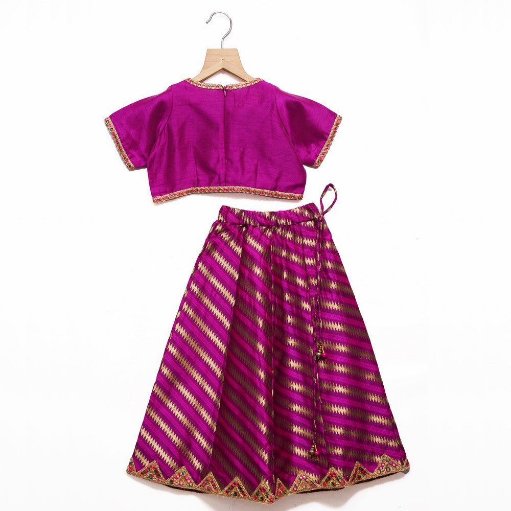 One Tone Magenta Lehenga
