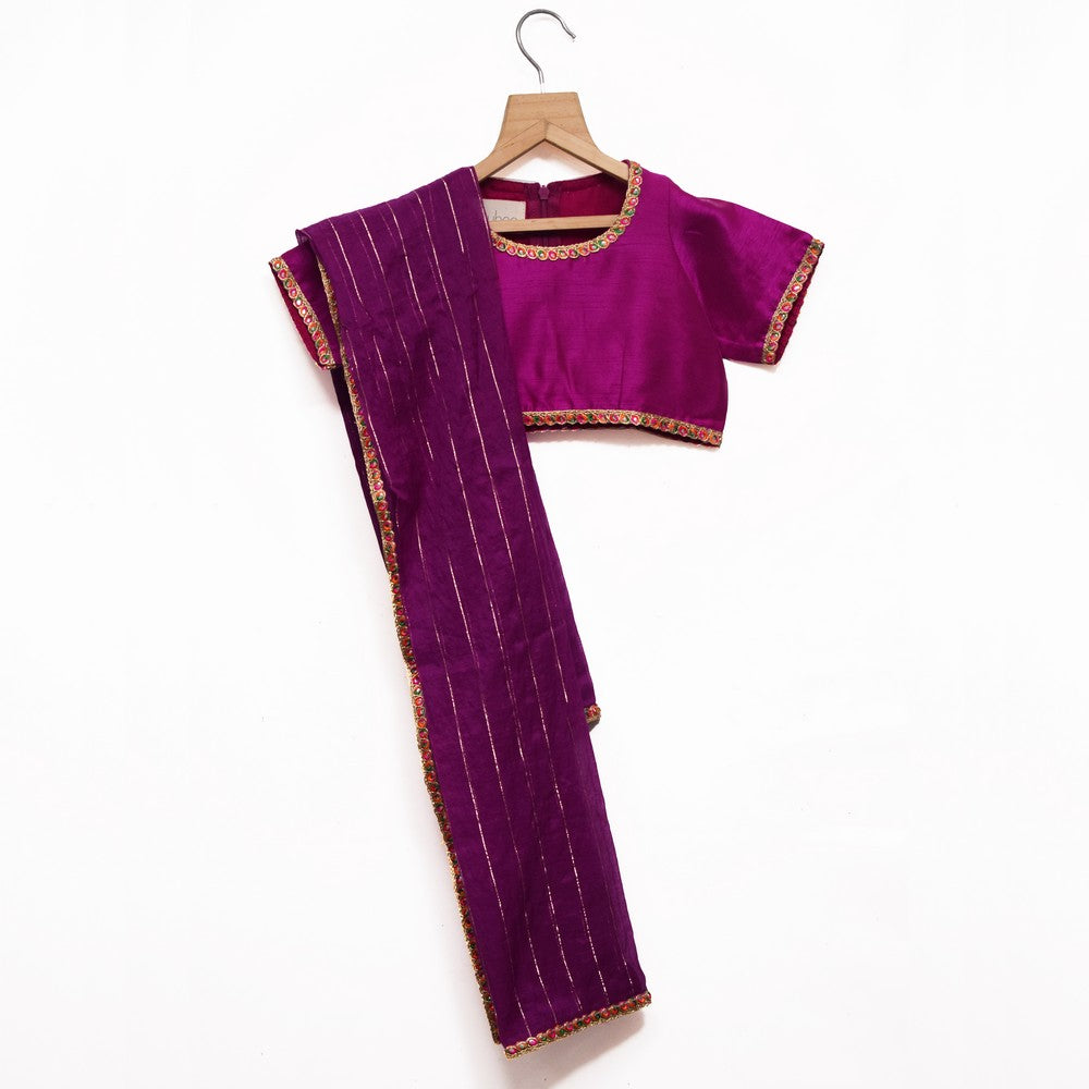 One Tone Magenta Lehenga