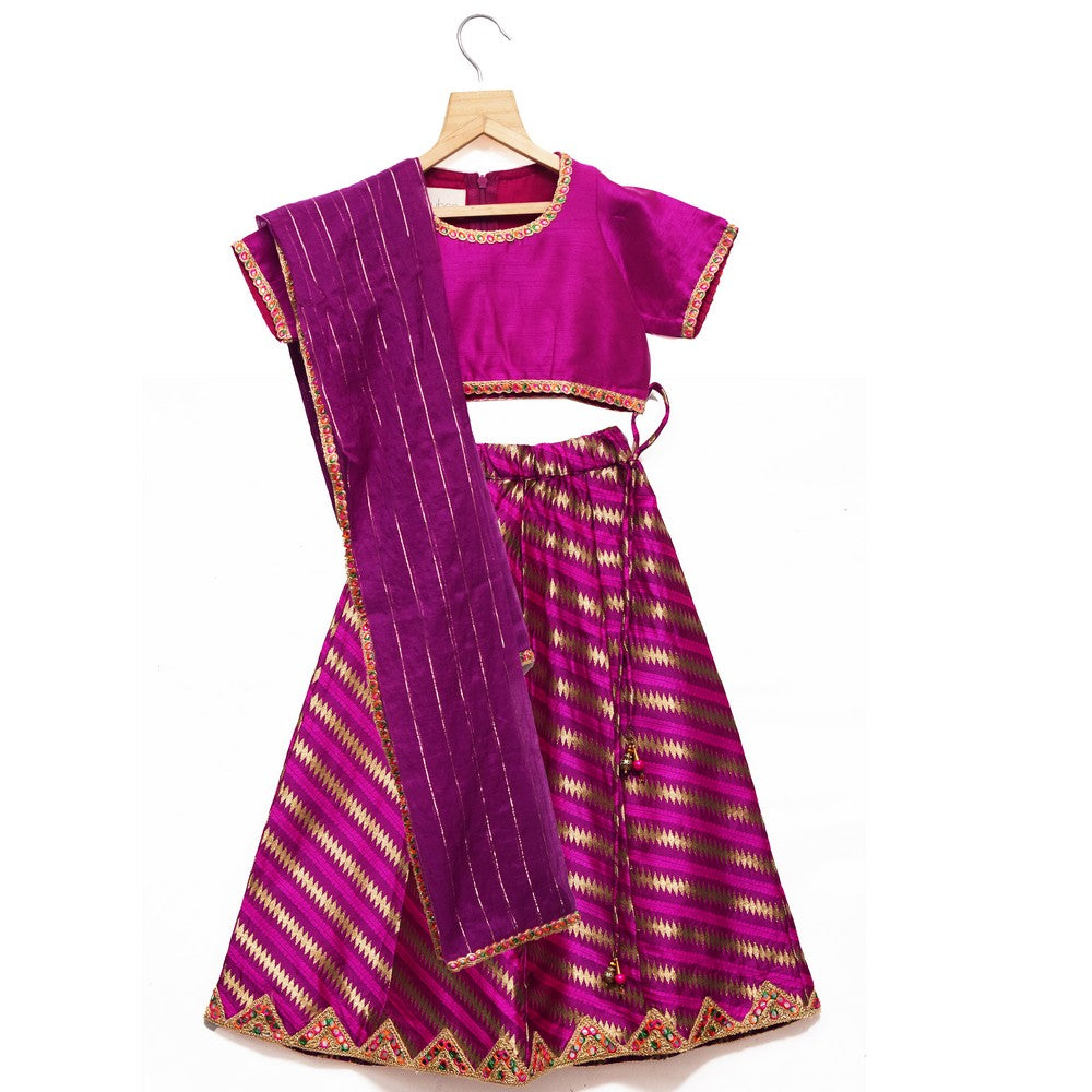 One Tone Magenta Lehenga