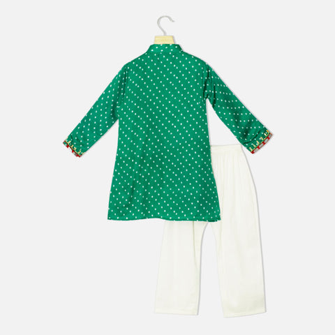 Green Bandhani Kurta Pyjama