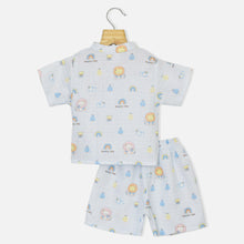 Load image into Gallery viewer, Blue Rainbow Theme Half Sleeves Muslin Nightsuit
