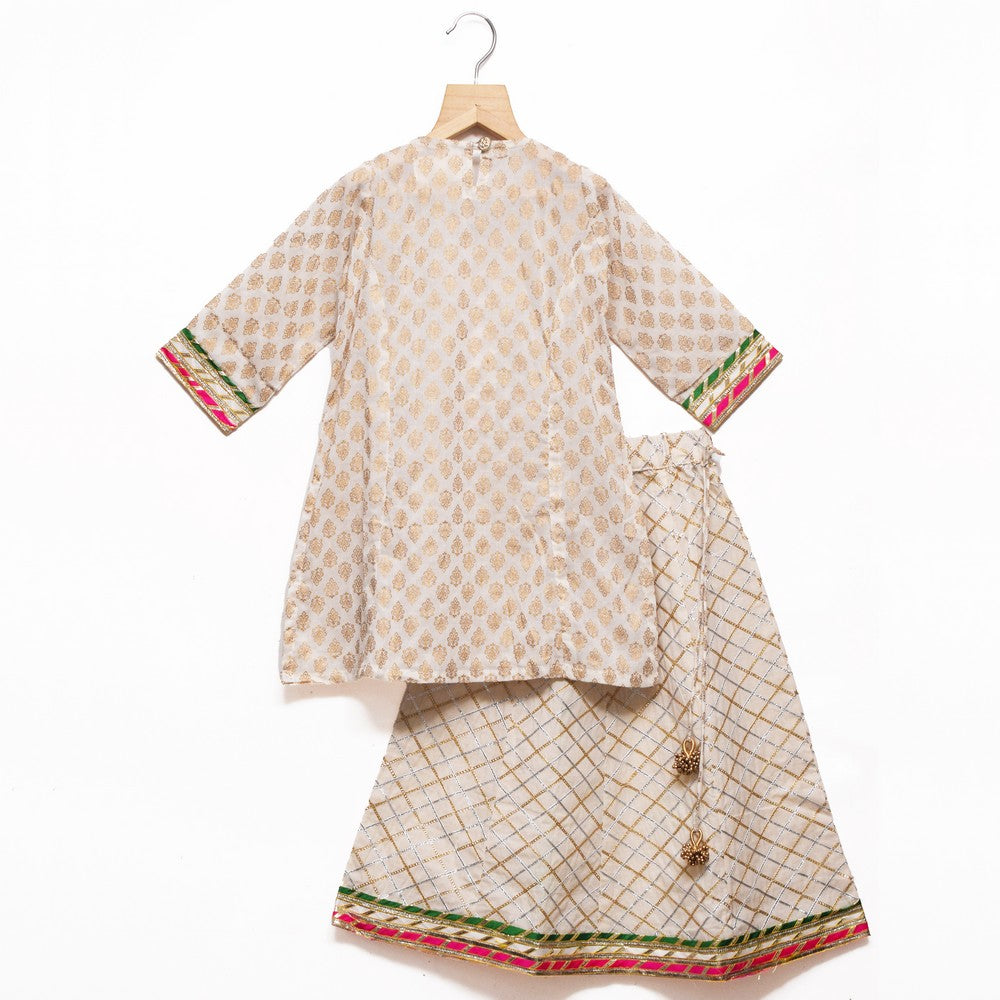 Gota Patti Kurta & Ghagra With Shaded Dupatta