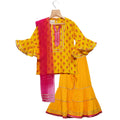 Yellow Floral Printed Kurti With Sharara And Dupatta