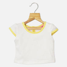 Load image into Gallery viewer, Cute Cow Applique Dungaree With White T-Shirt-Yellow &amp; Pink

