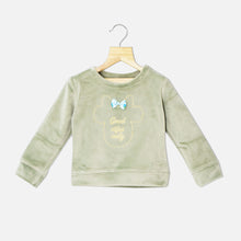 Load image into Gallery viewer, Green And Navy Text Embroidered Full Sleeves Sweat Top
