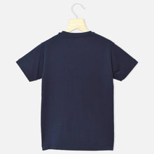 Load image into Gallery viewer, Power Blue Striped Blazer With Navy Blue Graphic Printed T-Shirt
