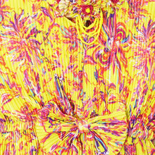 Load image into Gallery viewer, Pleated Tropical Printed A-Line Dress-Yellow &amp; Blue
