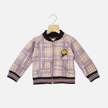Load image into Gallery viewer, Pink And Purple Golden Checked Full Sleeves Jackets
