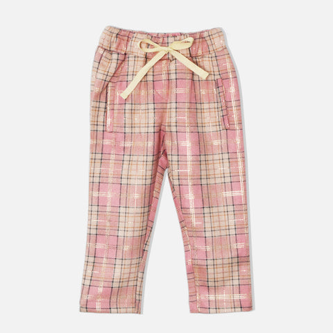 Pink And Purple Golden Checked Trousers