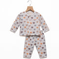 White Teddy Printed Night Suit