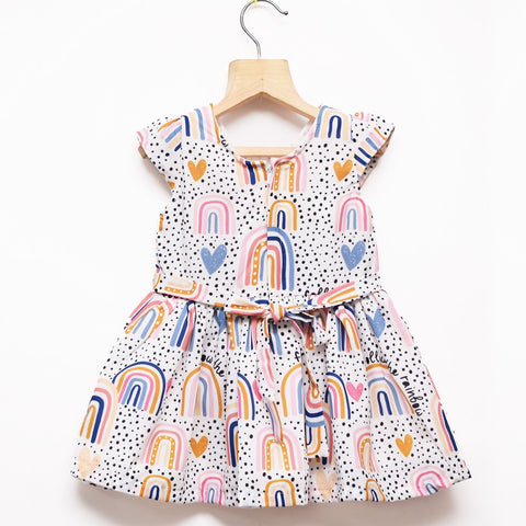 White Follow The Rainbow Frock
