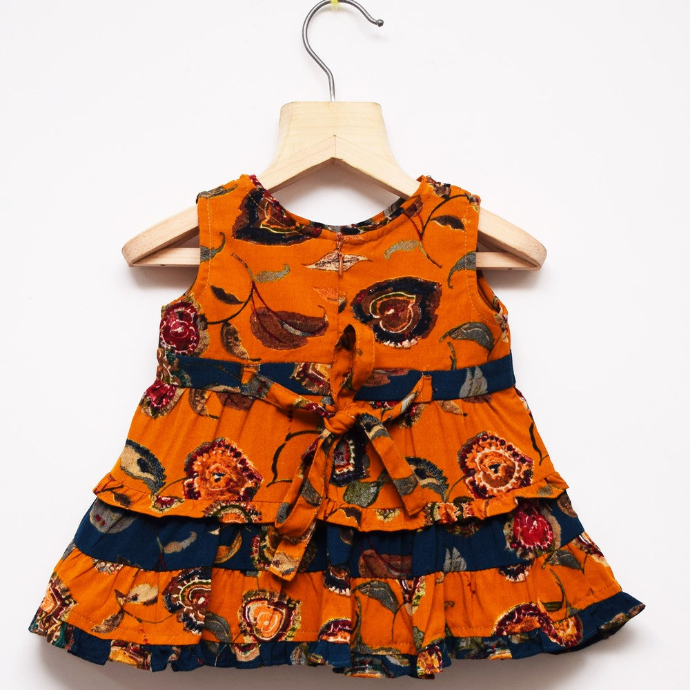 Mustard Frill Cotton Dress