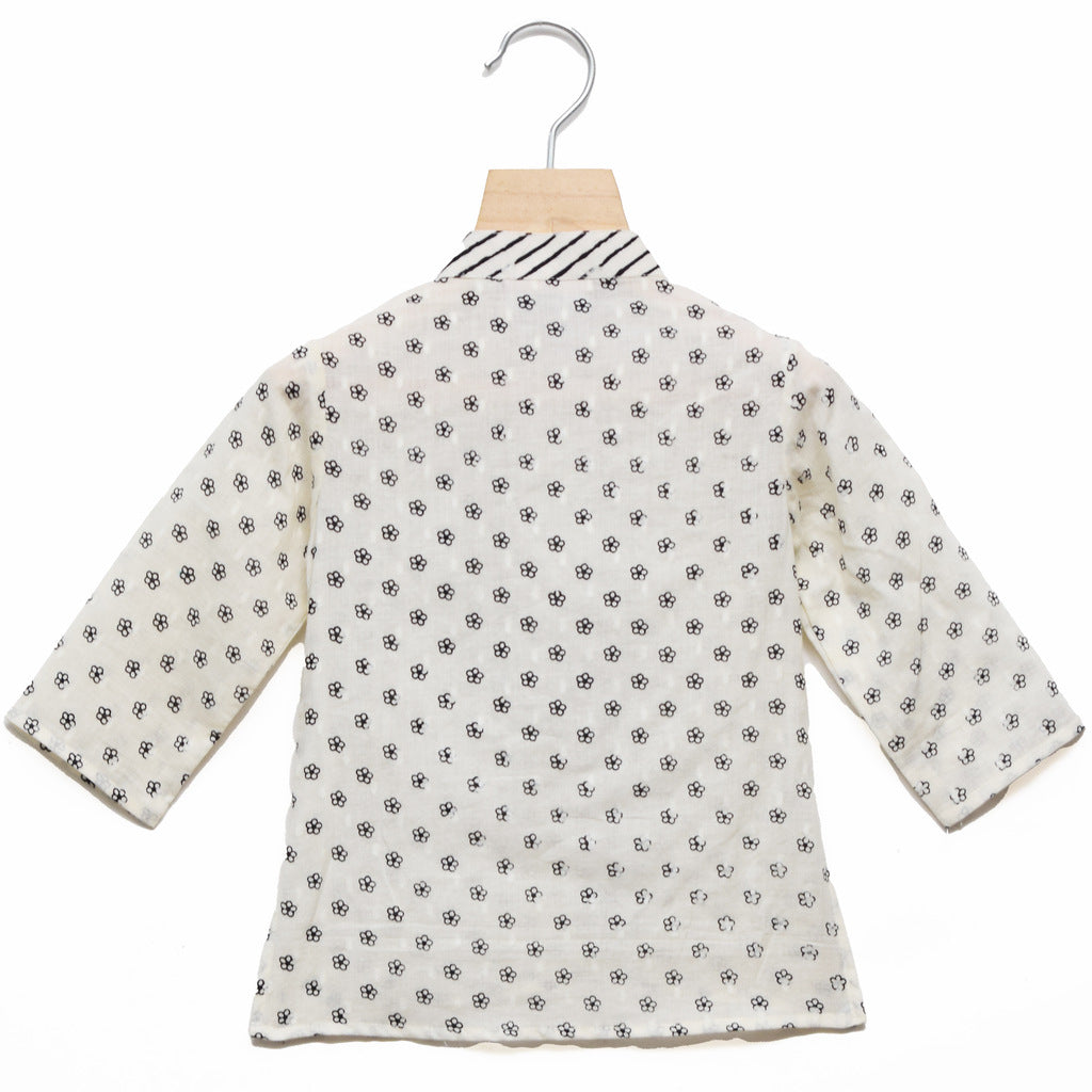 Off White Floral Printed Kurta And Payjama