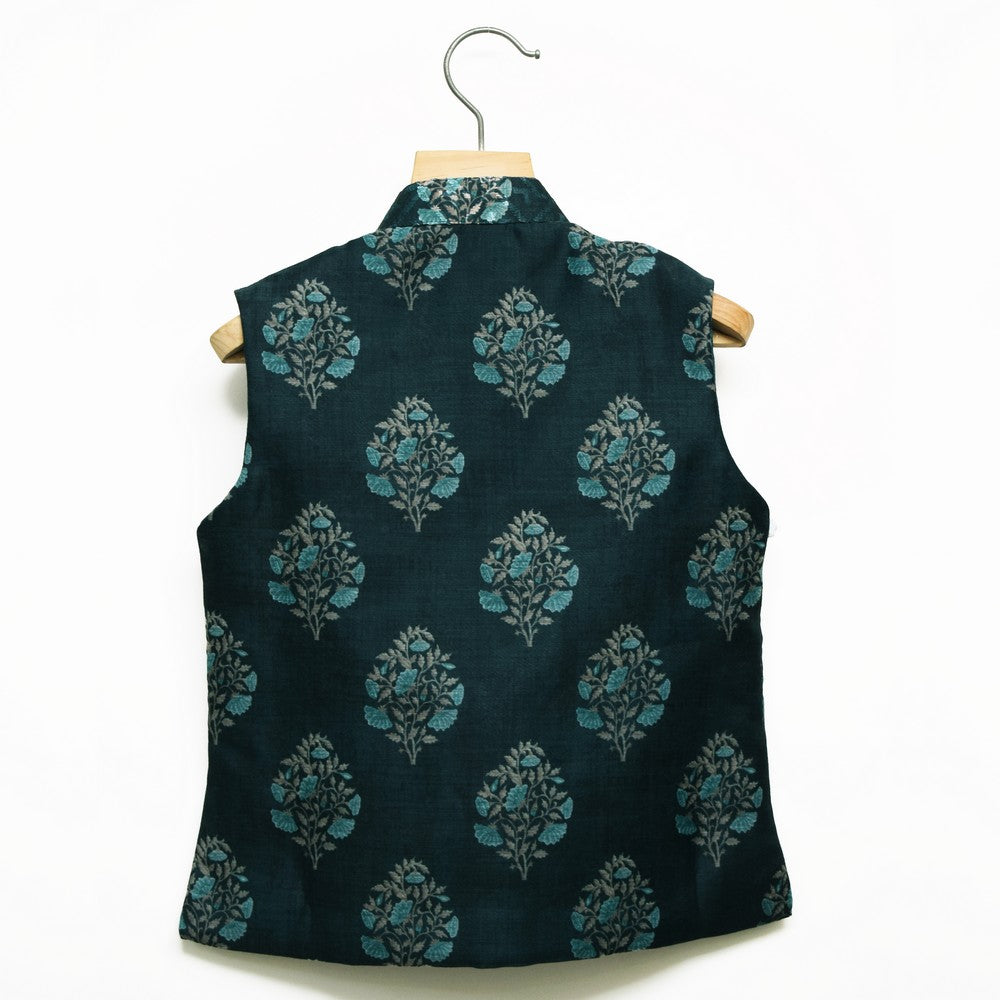 Sea Green Kurta Pajama With Nehru Jacket And Dupatta