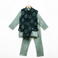 Sea Green Kurta Pajama With Nehru Jacket And Dupatta