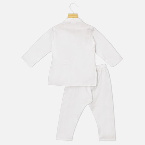 White Cotton Kurta With Pajama