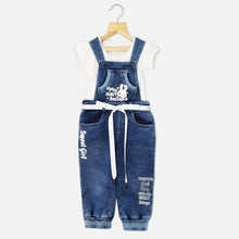 Load image into Gallery viewer, Denim Bunny Dungaree With White Top

