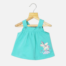 Load image into Gallery viewer, Sea Green Unicorn Applique Frock With White T-Shirt
