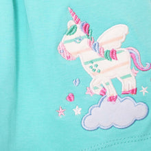 Load image into Gallery viewer, Sea Green Unicorn Applique Frock With White T-Shirt
