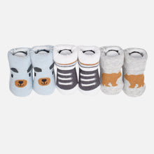 Load image into Gallery viewer, Light Grey Bear Theme Socks - Pack Of 3
