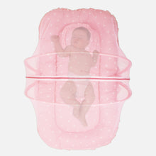 Load image into Gallery viewer, Pink Triangle Printed Baby Mattress With Mosquito Net &amp; Pillow
