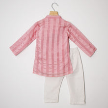 Load image into Gallery viewer, Striped Silk Full Sleeves Kurta White Pajama- Yellow, Lavender &amp; Pink
