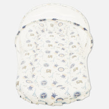 Load image into Gallery viewer, White Cute Safari Printed Baby Mattress With Mosquito Net &amp; Pillow
