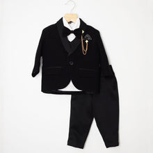 Load image into Gallery viewer, Black Sparkle Waistcoat Set With White Shirt And Pant
