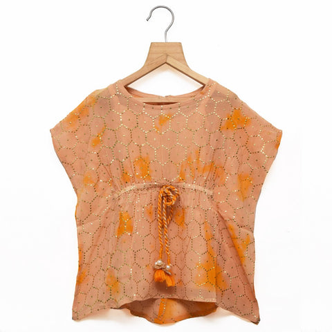 Mustard Tie &  Dye Kaftan top