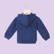 Load image into Gallery viewer, Navy Blue Sequins Embellished Hoodie With Holographic Kangaroo Pocket
