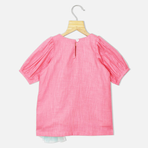 Coral Pink Doll Embroidered A-line Dress