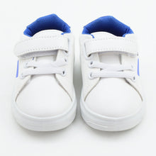 Load image into Gallery viewer, White Elasticated Laces With Velcro Strap Shoes- Blue, Red &amp; Grey
