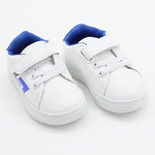 Load image into Gallery viewer, White Elasticated Laces With Velcro Strap Shoes- Blue, Red &amp; Grey
