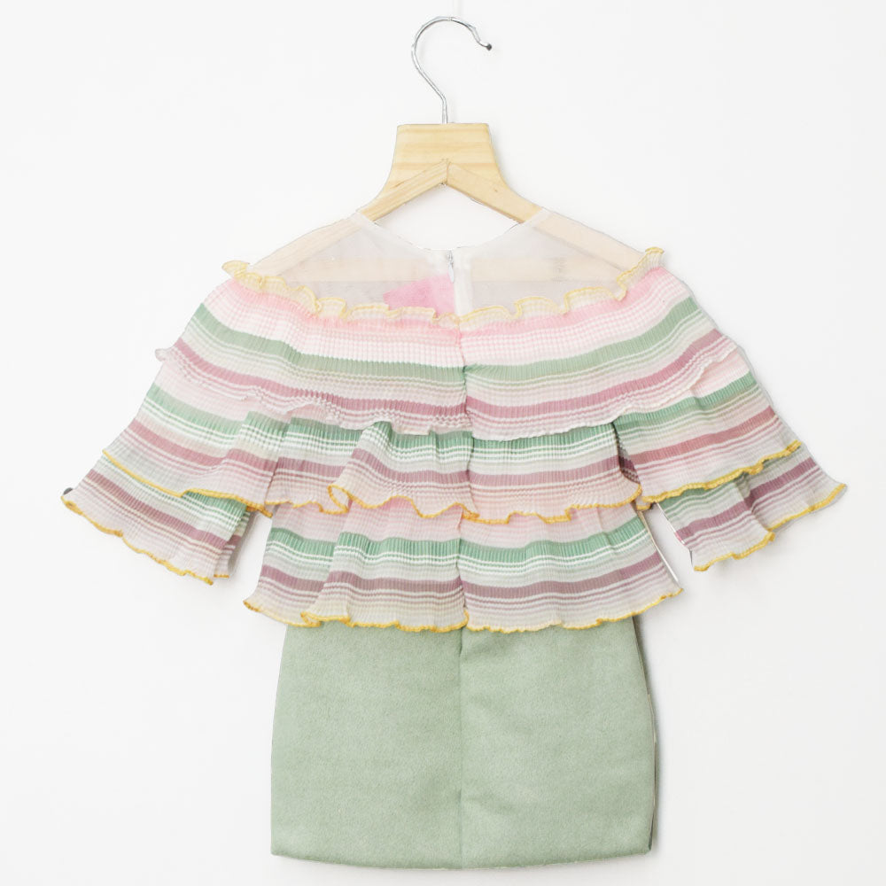 Green Cape Layered Midi Dress