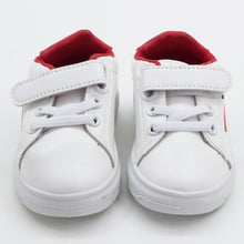 Load image into Gallery viewer, White Elasticated Laces With Velcro Strap Shoes- Blue, Red &amp; Grey
