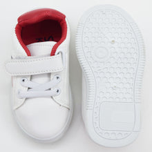 Load image into Gallery viewer, White Elasticated Laces With Velcro Strap Shoes- Blue, Red &amp; Grey
