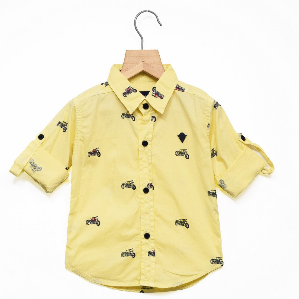 Yellow Bike Printed Full Sleeves Shirt