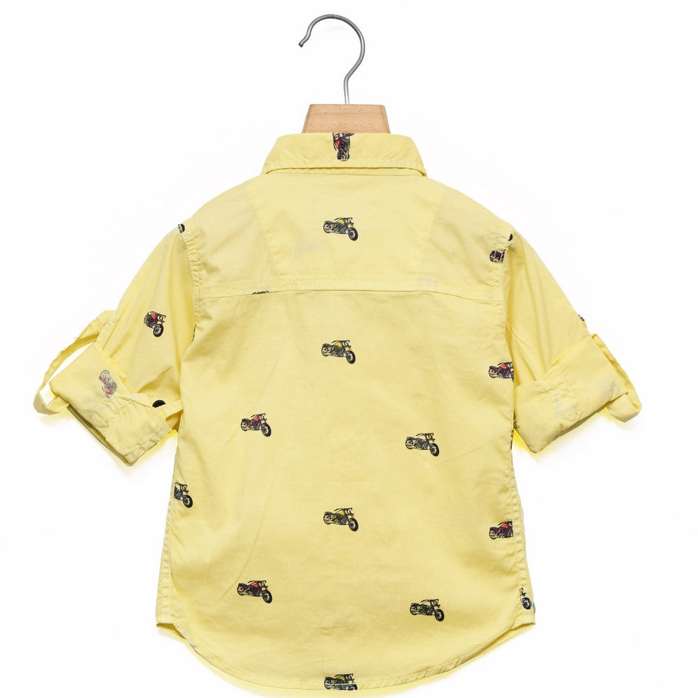 Yellow Bike Printed Full Sleeves Shirt