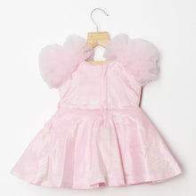 Load image into Gallery viewer, Pink &amp; White Shine Ruffled Sleeves Party Dress
