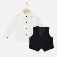 Load image into Gallery viewer, Peach Corduroy Waistcoat Set With White Shirt And Pants
