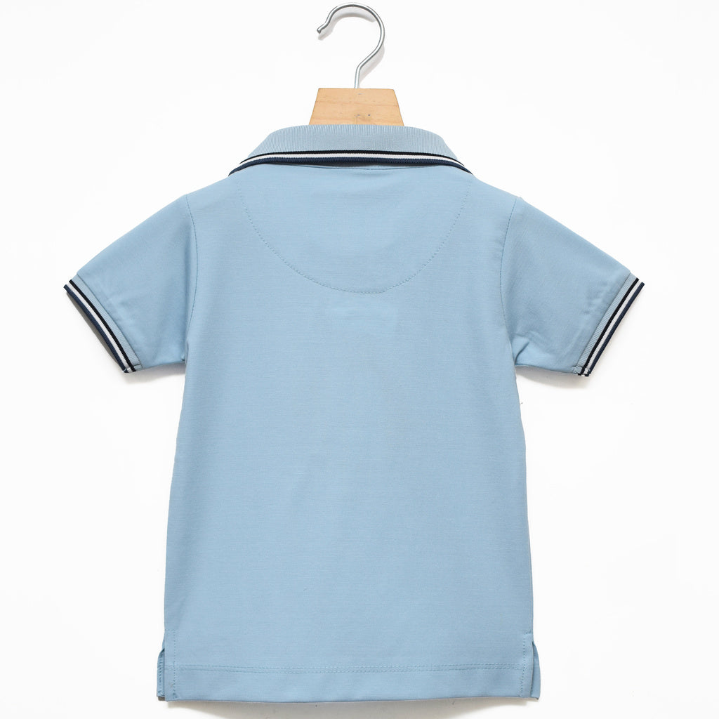 Blue Red Sound Collared T-shirt