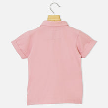 Load image into Gallery viewer, Pink Half Sleeves T-Shirt With Black Embellished Bow Tie
