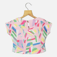 Load image into Gallery viewer, Yellow &amp; Pink Abstract Printed Pleated Top
