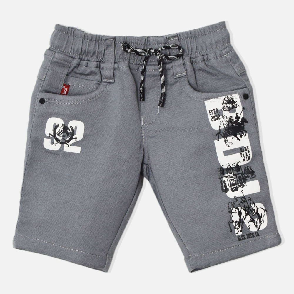Grey Graphic Printed With Elasticated Waist Shorts