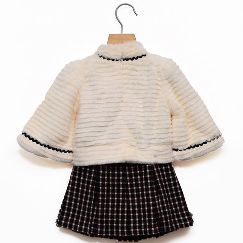 Miracles Fleece Top With Checked Skirt Set