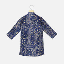 Load image into Gallery viewer, Blue Bandhani Kurta &amp; Dhoti With Thread Sequins Embroidered Sherwani Jacket
