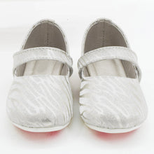 Load image into Gallery viewer, Glitter Velcro Closure Ballerina Flats- Silver &amp; Gold
